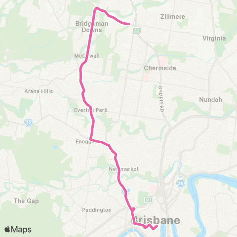 TransLink Aspley - City Rocket via Bridgeman Downs map
