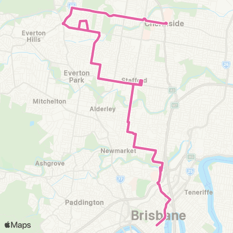 TransLink Chermside - City via McDowall map