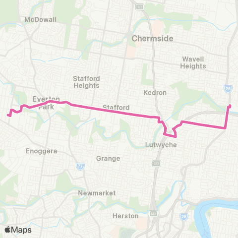 TransLink Mitchelton - Toombul via Stafford map
