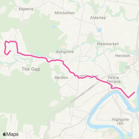 TransLink The Gap - City Rocket via Settlement Rd map
