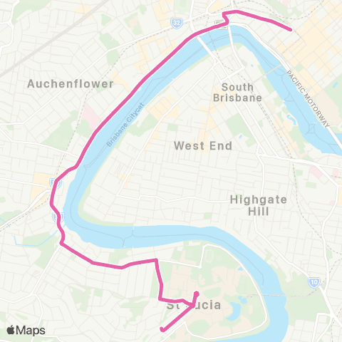 TransLink University of Qld - City Express map