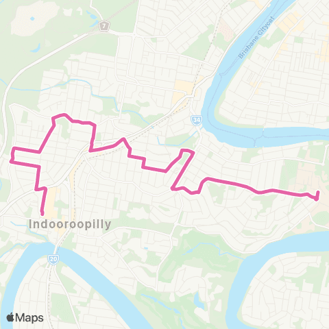 TransLink Indooroopilly - Univ of Qld via Taringa map