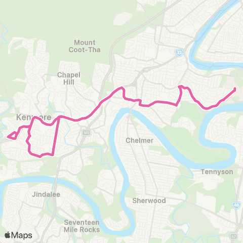 TransLink Kenmore - University of Qld Express map