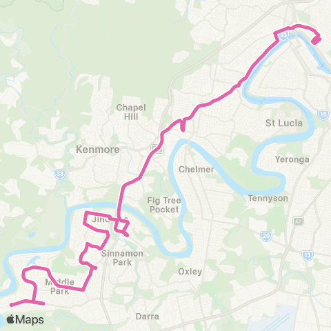 TransLink Riverhills - City Express via Mt Ommaney map