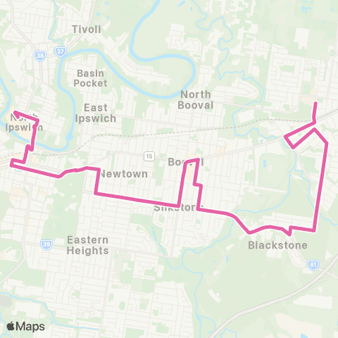 TransLink Bundamba - Riverlink via Blackstone map