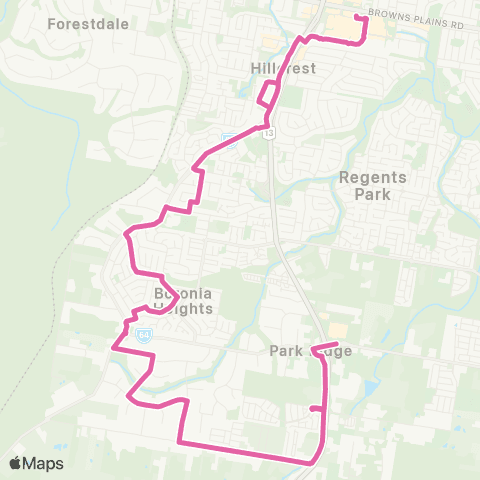 TransLink Greenbank - Browns Plains via Boronia Hts map