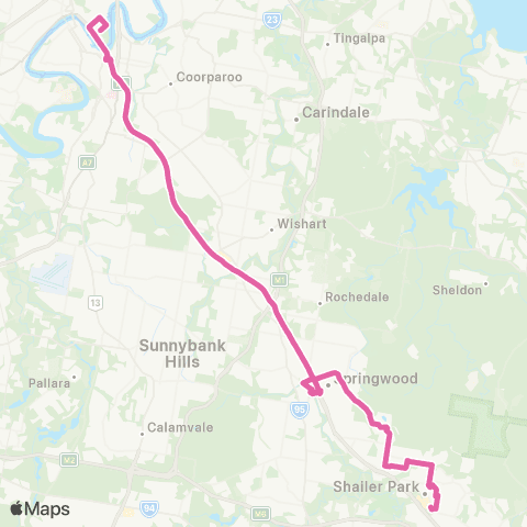 TransLink Brisbane City - Loganholme via Daisy Hill map