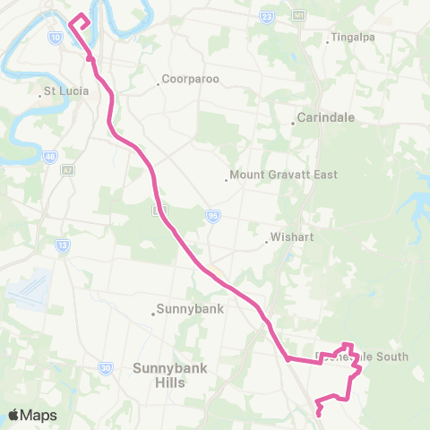 TransLink Brisbane City - Springwood via Rochedale S map