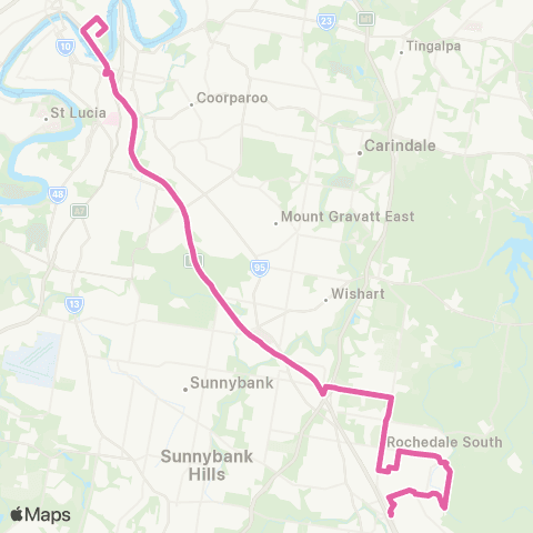 TransLink Brisbane City - Springwood via Rochedale S map
