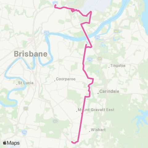 TransLink Garden City - Toombul via Carindale map