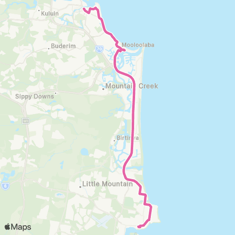 TransLink Caloundra - Maroochydore via Mooloolaba, Kawana map