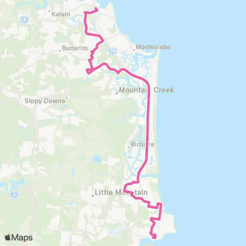 TransLink Caloundra - Maroochydore via Mtn Creek map