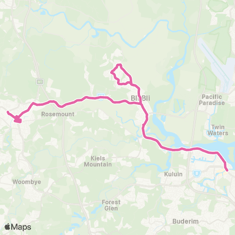 TransLink Nambour - Maroochydore via Bli Bli map