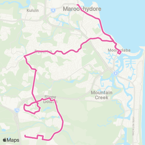 TransLink Maroochydore - Univ via Alexandra Headland map