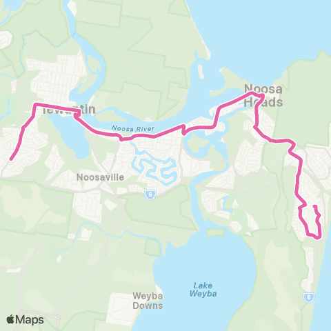 TransLink Tewantin - Sunrise Beach via Noosa Heads map