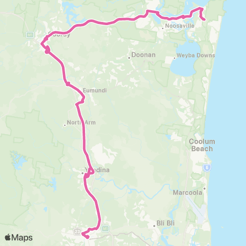 TransLink Noosa - Nambour via Cooroy and Eumundi map