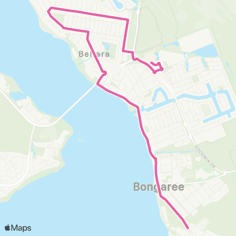 TransLink Bribie Island PnR - Bongaree via Bellara map