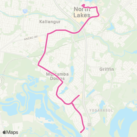 TransLink N Lakes - Murrumba Downs via Kallangur map