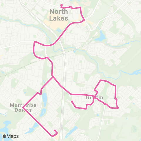 TransLink North Lakes - Murrumba Downs via Griffin map