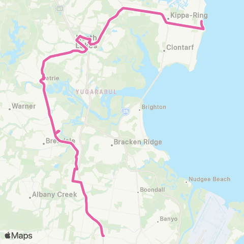 TransLink Redcliffe - Chermside via N Lakes and Petrie map