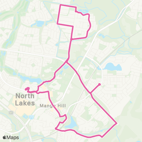 TransLink North Lakes - Mango Hill (Morning Loop) map