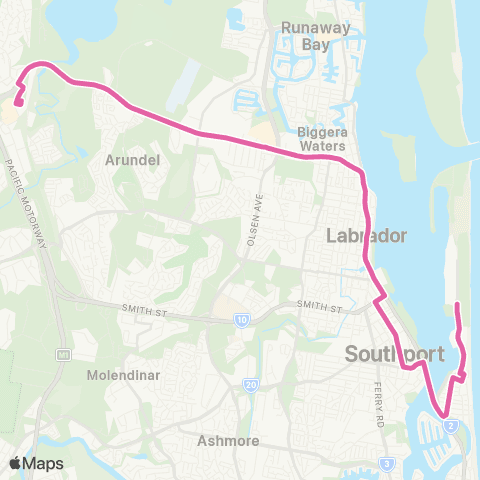 TransLink Sea World - Helensvale via Harbour Town map