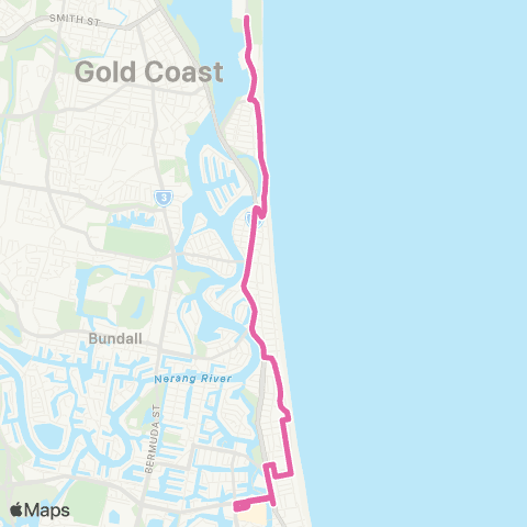 TransLink Broadbeach - Seaworld & Main Bch via Surfers map