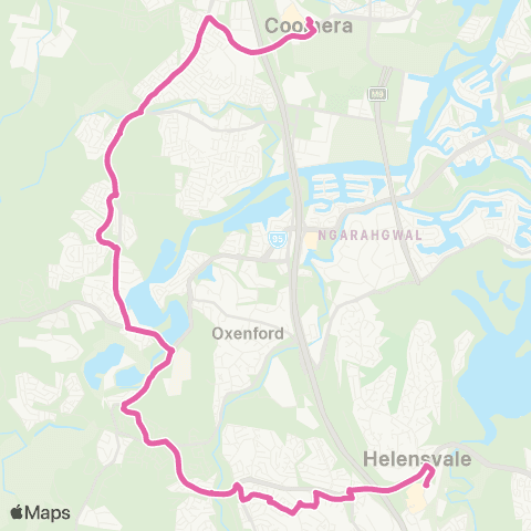 TransLink Coomera - Helensvale via Upper Coomera map