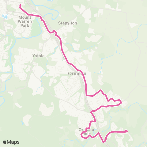 TransLink Beenleigh - Ormeau via Yatala, Jacobs Ridge map
