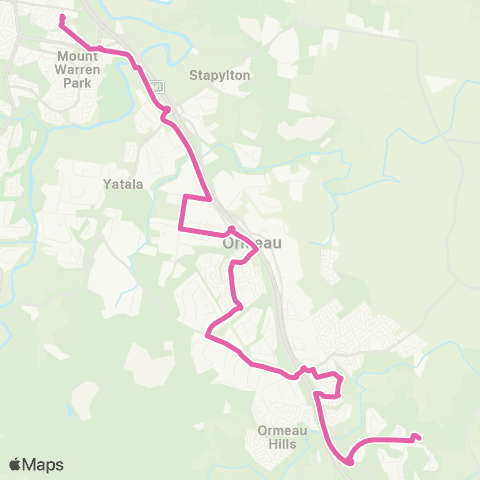 TransLink Beenleigh - Ormeau via Yatala, Ormeau Hills map