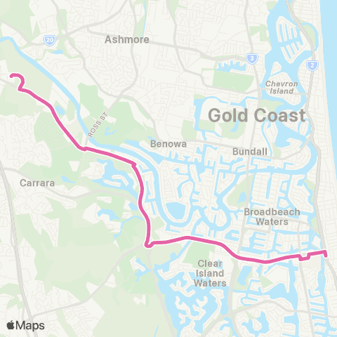 TransLink Broadbeach - Nerang map