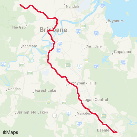 TransLink Beenleigh - Ferny Grove map