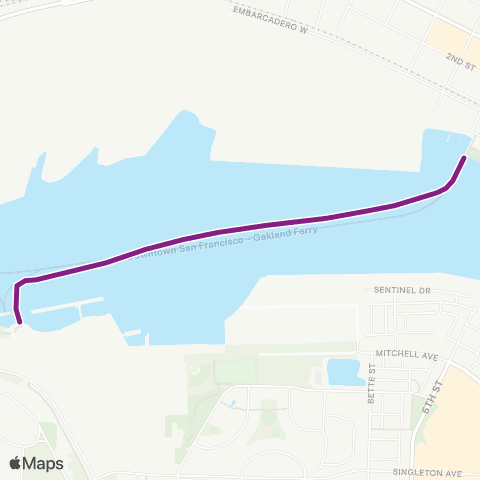 San Francisco Bay Ferry Oakland - Alameda - South San Francisco map