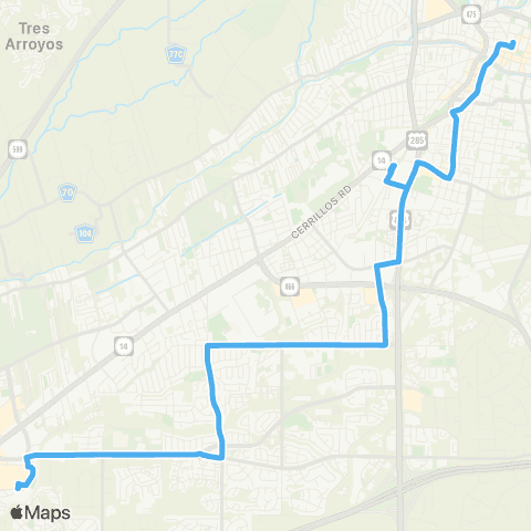 Santa Fe Trails Dtwn - St Francis - Siringo - Camino Carlos Rey - Santa Fe Pl map