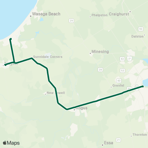 Simcoe County LINX Barrie-Wasaga Beach map