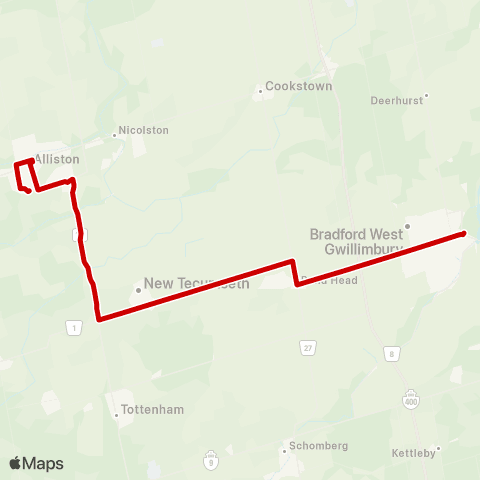 Simcoe County LINX Alliston-Bradford map