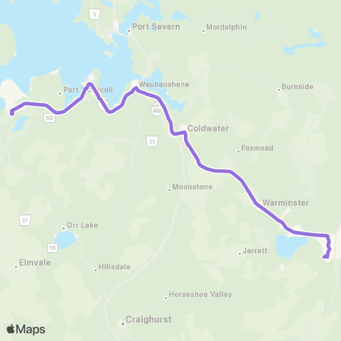 Simcoe County LINX Midland-Orillia map