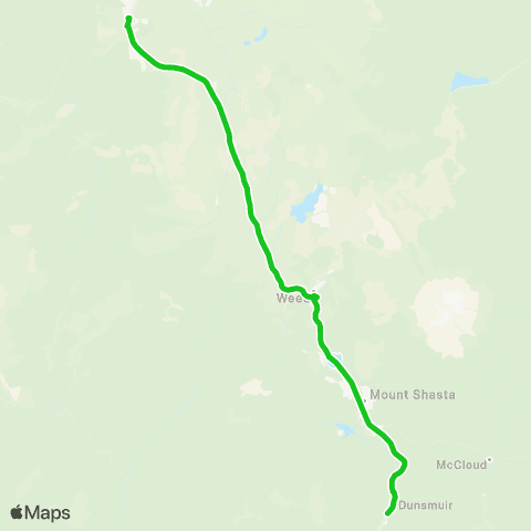 STAGE Siskiyou County Cascade Flyer (Express) map
