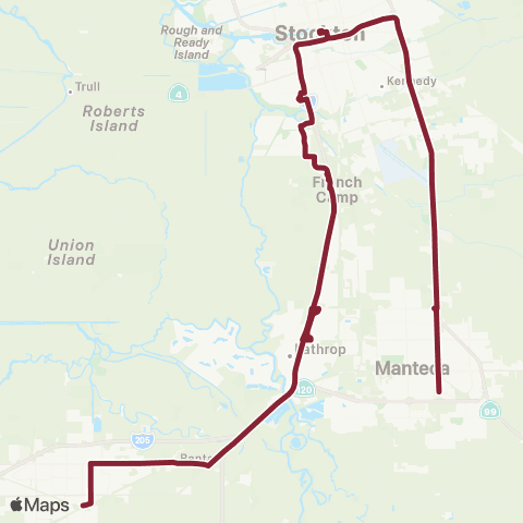 San Joaquin RTD Tracy-Lathrop-Stockton-Manteca map