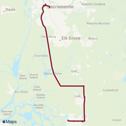 San Joaquin RTD Stockton – Sacramento map