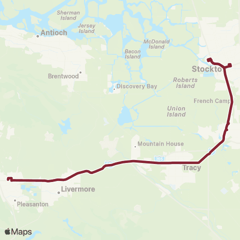 San Joaquin RTD Stockton – Dublin BART map