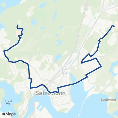 Saint John Transit McAllister Place / Regional Hospital map