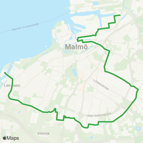 Skånetrafiken Ön-Hyllie-Jägesro-Malmö C-Östra hamnen map