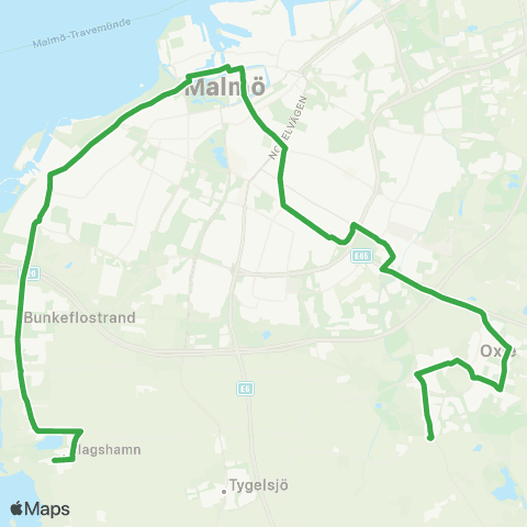 Skånetrafiken Klagshamn-Bunkeflostrand-Malmö C-Käglinge map