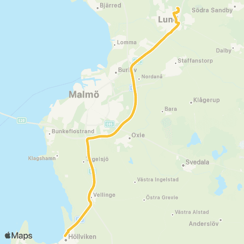 Skånetrafiken Lund - Vellinge - Höllviken map