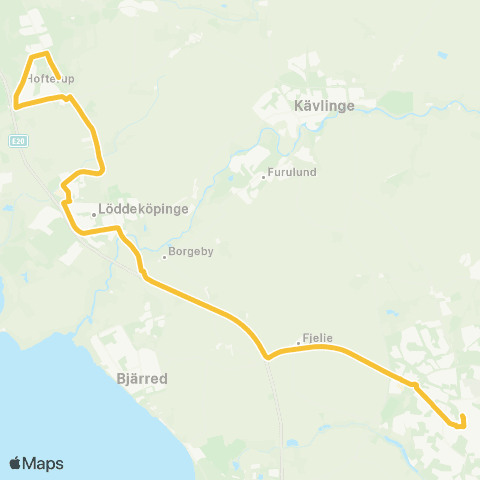 Skånetrafiken Hänkelstorp - Löddeköpinge - Lund map