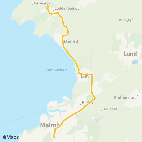 Skånetrafiken Löddeköpinge - Bjärred - Lomma - Malmö map