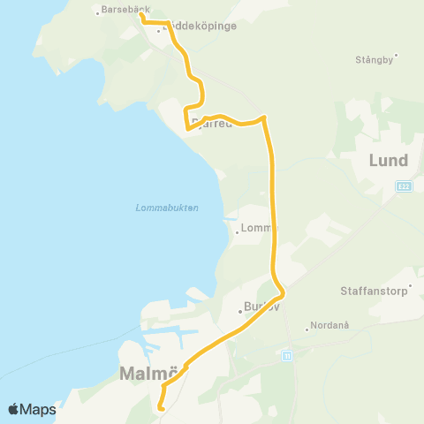 Skånetrafiken Löddeköpinge - Bjärred - Malmö map