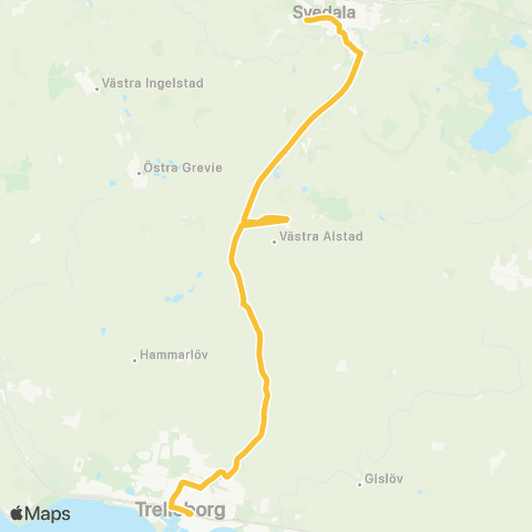 Skånetrafiken Svedala - Trelleborg map