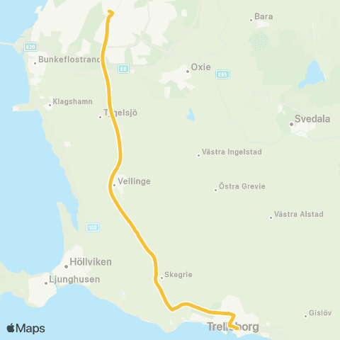 Skånetrafiken Malmö Södervärn - Vellinge - Trelleborg map